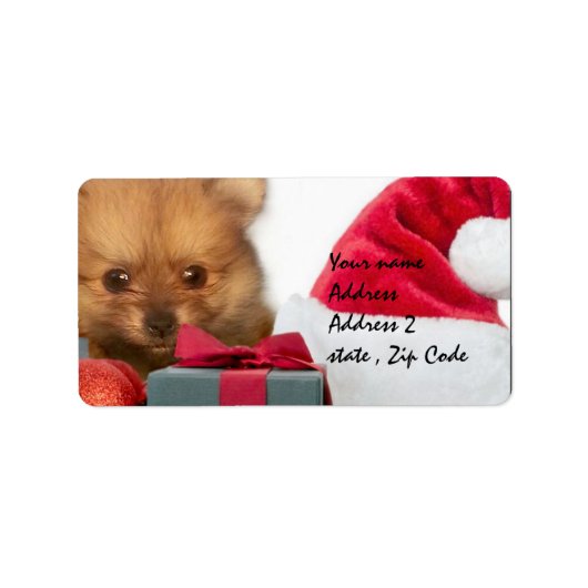 Étiquette Chiot de Noël Poméranien (Devant)
