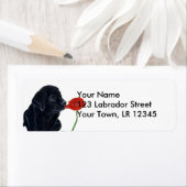 Étiquette Chiot et coquelicot noir du Labrador (En situation)