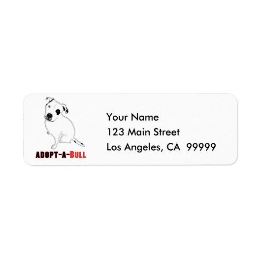 Étiquette Chiot Pitbull blanc ADOPT-A-BULL (Devant)