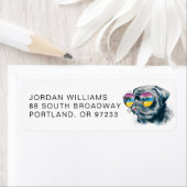 Étiquette Chiot Tropical Aquarelle | Ajouter Votre Nom (En situation)