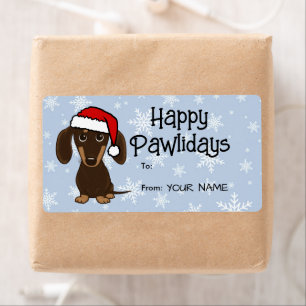 Étiquette Chocolat Dachshund Chien Noël à partir de cadeau