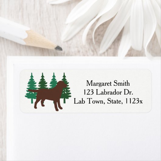 Étiquette Chocolat Labrador À feuillage persistant Adresse d (En situation)