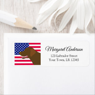 Étiquette Chocolat Labrador US Drapeau Adresse de retour