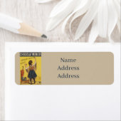 Étiquette Chocolat Menier Petite fille Mur écriture (En situation)