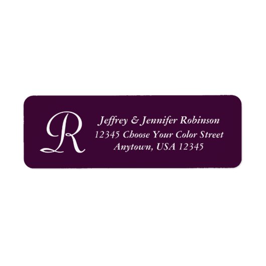 Étiquette CHOISISSEZ VOTRE COULEUR, Violet Monogramme Adress (Devant)