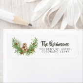 Étiquette Chouette aquarelle Noël (En situation)