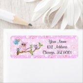 Étiquette Chouette-bébé rose | Thème Douche (En situation)