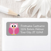 Étiquette Chouette de dessin mignonne - Nom personnalisé ros (En situation)