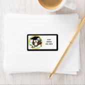 Étiquette Chouette de graduation en dessin mignonne avec Cas (En situation)