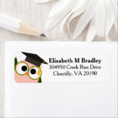 Étiquette Chouette de graduation personnalisée - Rose (En situation)