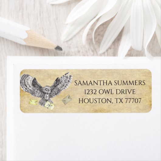 Étiquette Chouette de l'école de sorcières Magic Wizard (En situation)