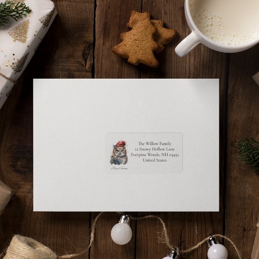 Étiquette Chouette d'hiver enchantée, personnalisée