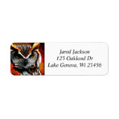 Étiquette Chouette majestueuse à feuilles rouges Ai Art (Devant)