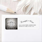 Étiquette Chouette mignonne en noir et blanc, design mandala (En situation)