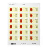 Étiquette Chouette psychédélique rouge (Feuille entière)