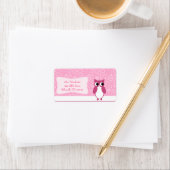 Étiquette Chouette rose avec cercles rétro (En situation)