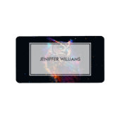 Étiquette Chouette spatiale colorée (Devant)