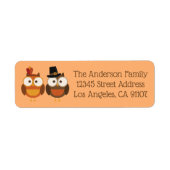 Étiquette Chouettes d'automne de Thanksgiving Retourner l'ad (Devant)