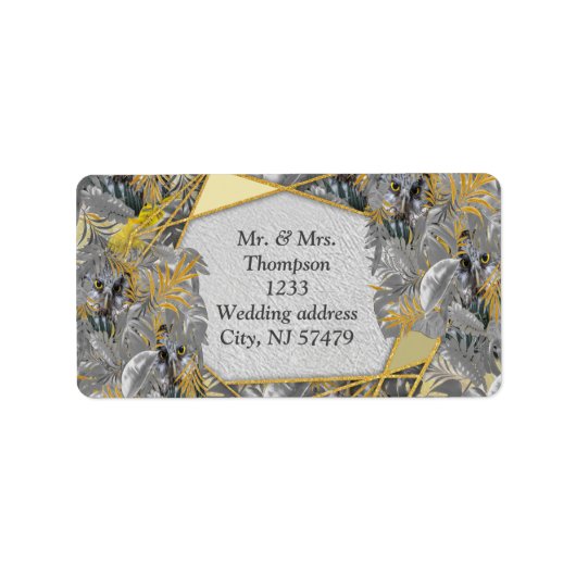 Étiquette Chouettes - feuilles Plantes en gris/jaune 2021 co (Devant)