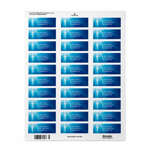 Étiquette chrétien | Rayons bleus (Feuille entière)