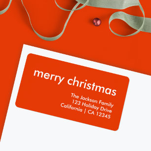 Étiquette Chrismas Plain Minimal Rouge brillant Adresse de r
