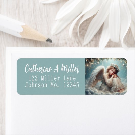 Étiquette Christmas Angel Return Address (En situation)