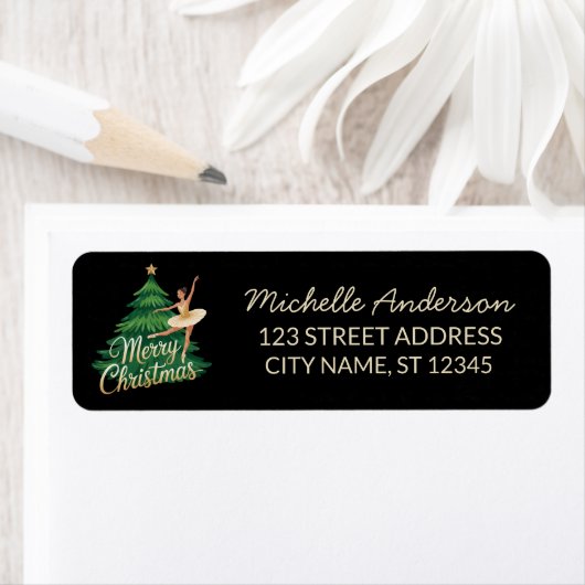 Étiquette Christmas ballet Ballerina dancer Return Address (En situation)