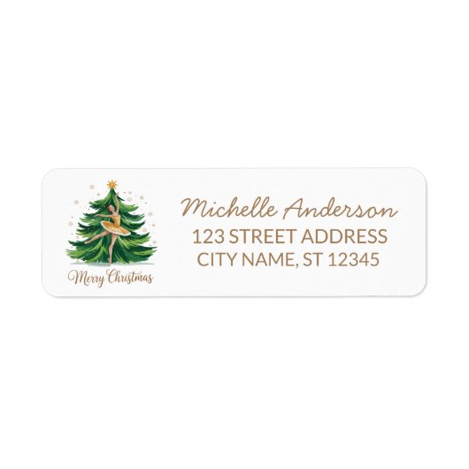 Étiquette Christmas ballet Ballerina dancer Return Address (Devant)