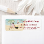Étiquette Christmas Beach Ocean Return Adresse<br><div class="desc">Juste une charmante petite scène de Noël — cependant, sur la plage de Floride — le palmier et le flamant décoré pour la journée — personnalisez avec votre adresse, bien sûr - avec juste une touche de parties scintillant autour. Toute question ou demande de design par courriel : charmdesignstudio@rcn.com et...</div>