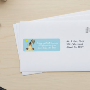 Étiquette Christmas Beach Tropical Snowman Adresse