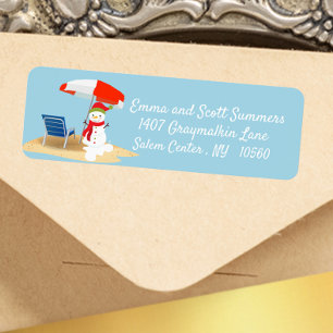 Étiquette Christmas Beach Tropical Snowman Adresse :