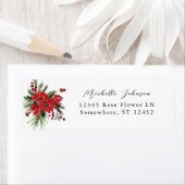 Étiquette Christmas Berries&Pine Red Floral Retour Adresse 2 (En situation)