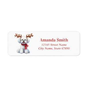 Étiquette Christmas Bichon Frise Retourner l'adresse Étiquet