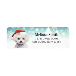 Étiquette Christmas Bichon Frise Retourner l'adresse Étiquet