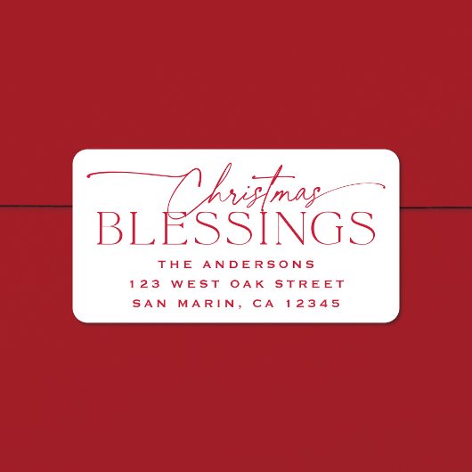 Étiquette Christmas Blessings Elegant Holiday Return Address