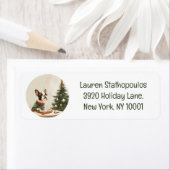 Étiquette Christmas Boston Terrier Dog (En situation)