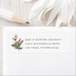 Étiquette Christmas Boughs Holiday Adresse de retour<br><div class="desc">Rustic Watercolor Christmas Greenery et Berry Boughs,  étiquettes d'adresse de retour. Arrière - plan de couleur blanche et coordination du texte de couleur verte.</div>