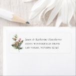 Étiquette Christmas Boughs Holiday Adresse de retour<br><div class="desc">Rustic Watercolor Christmas Greenery et Berry Boughs,  étiquettes d'adresse de retour. Arrière - plan de couleur blanche et coordination du texte de couleur noire.</div>