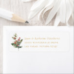 Étiquette Christmas Boughs Holiday Adresse de retour<br><div class="desc">Rustic Watercolor Christmas Greenery et Berry Boughs,  étiquettes d'adresse de retour. Arrière - plan couleur blanche et coordination du texte couleur or.</div>