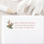 Étiquette Christmas Boughs Holiday Adresse de retour<br><div class="desc">Rustic Watercolor Christmas Greenery et Berry Boughs,  étiquettes d'adresse de retour. Arrière - plan de couleur blanche et coordination du texte de couleur rouge.</div>