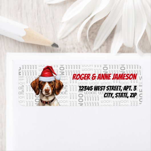 Étiquette Christmas Brittany Spaniel Dog Adresse de vacances (En situation)