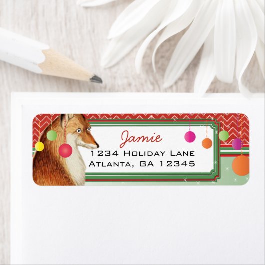 Étiquette Christmas Buck Deer Zig Zag Motif Retour Adresse (En situation)