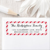 Étiquette Christmas Candy Cane Red Stripes Pattern Holiday (En situation)