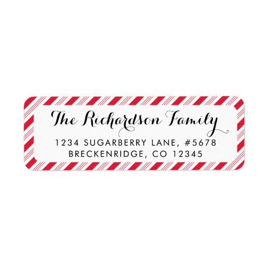 Étiquette Christmas Candy Cane Red Stripes Pattern Holiday (Devant)