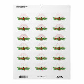 Étiquette Christmas Classic Holly Berry Adresse personnalisé (Feuille entière)