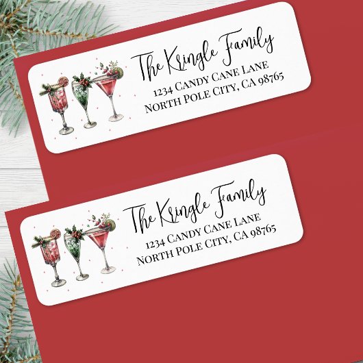 Étiquette Christmas Cocktails Return Address Label