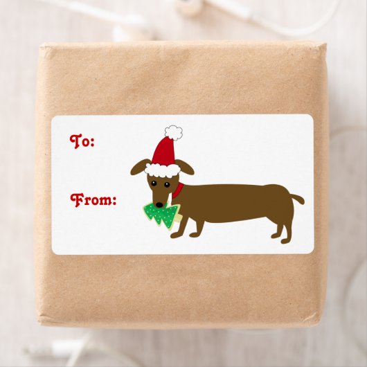 Étiquette Christmas Dachshund (En situation)