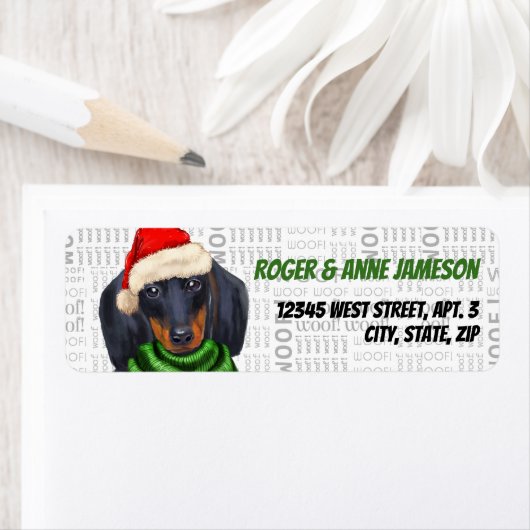 Étiquette Christmas Dachshund Lover Adresse (En situation)