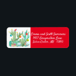 Étiquette Christmas Desert Southwest Cactus Cactus Adresse<br><div class="desc">This design created though digital art. It may be personalized in the area provide or customizing by choosing the click to customize further option and changing the name, initials or words. Donc, change le texte color and style or delete the text for an image only design. Contact me at colorflowcreations@gmail.com...</div>