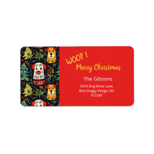 Étiquette Christmas Dogs mignon Adresse de retour Label
